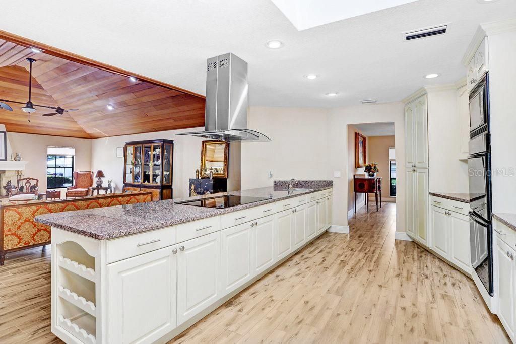 Interior, Kitchen, Living room, Recessed Lighting, Wooden Ceilings, Wood Texture Flooring