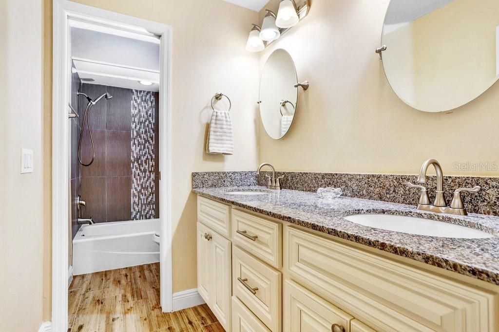 Bathroom, Dual Sink Vanities, Interior, Wood Texture Flooring