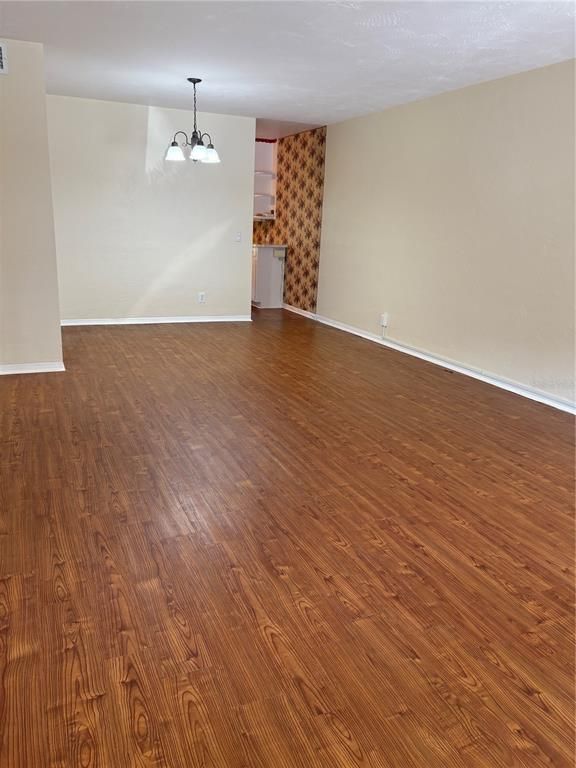 Empty room, Interior, Pendant Lights, Wood Texture Flooring