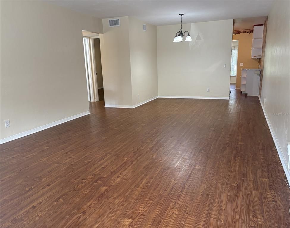 Empty room, Interior, Pendant Lights, Wood Texture Flooring