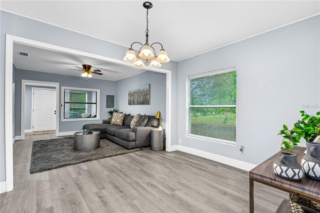 Chandelier, Interior, Living room, Wood Texture Flooring