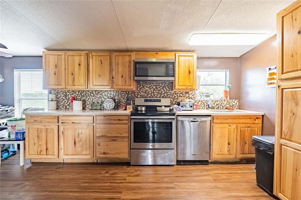 Interior, Kitchen, Stainless Steel Appliances, Wood Texture Flooring