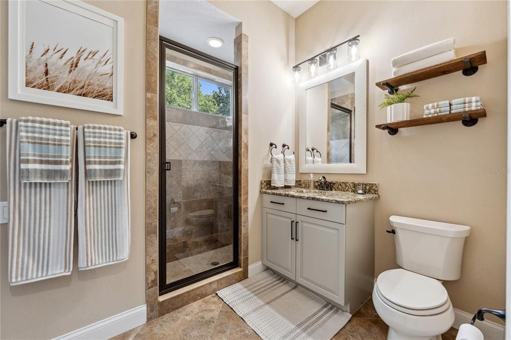 Bathroom, Glass Shower, Interior, Recessed Lighting