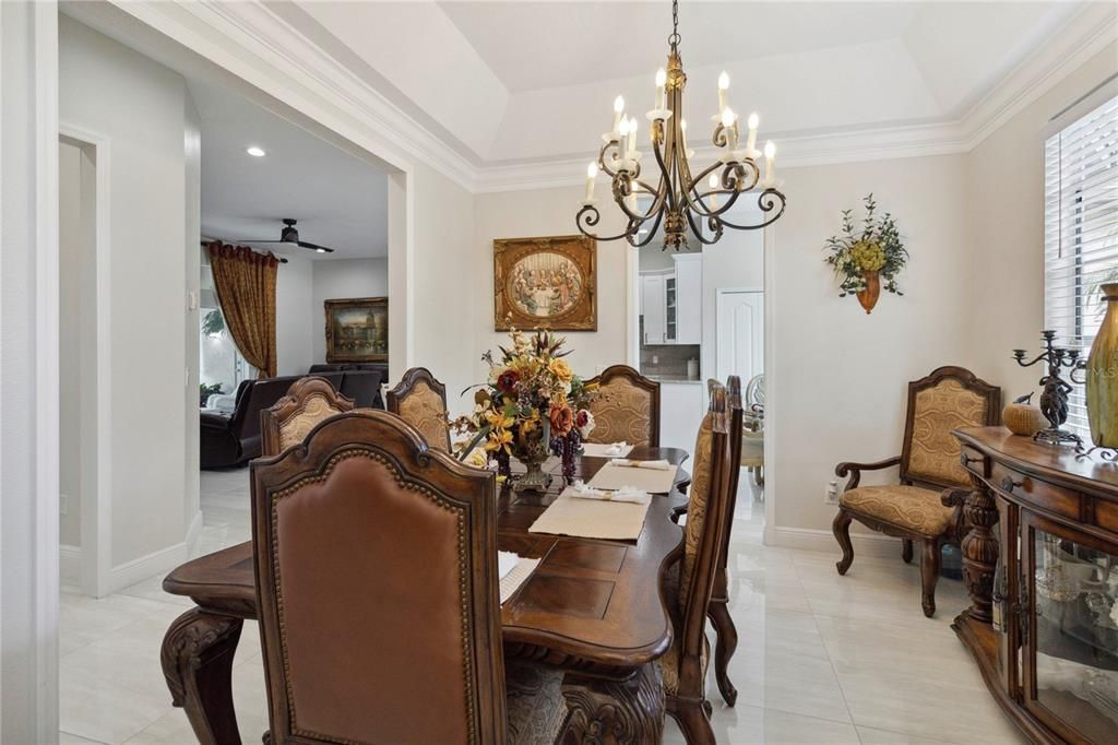 Chandelier, Dining room, Interior, Recessed Lighting