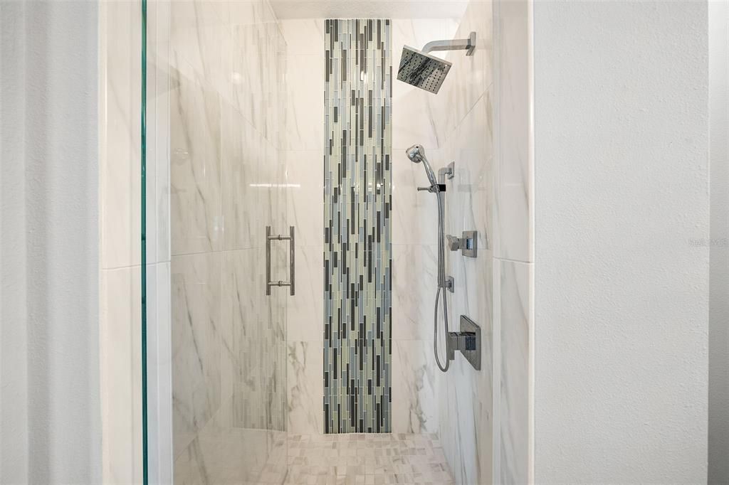 Bathroom, Glass Shower, Interior, Marble Walls