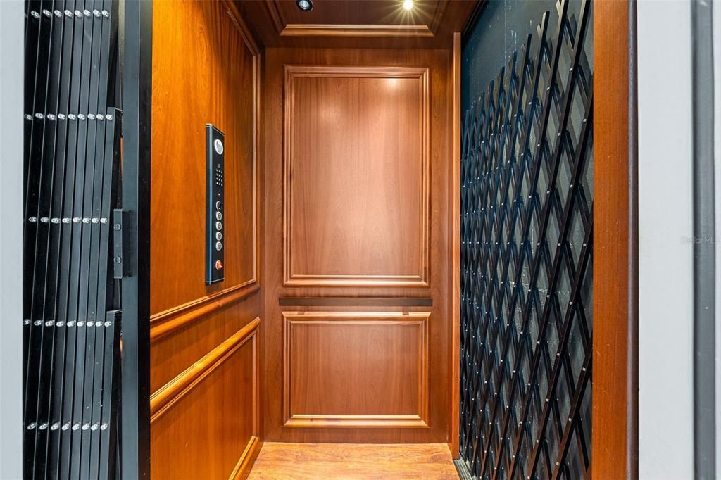 Elevator, Interior, Wooden Ceilings, Wood Texture Flooring, Wooden Walls