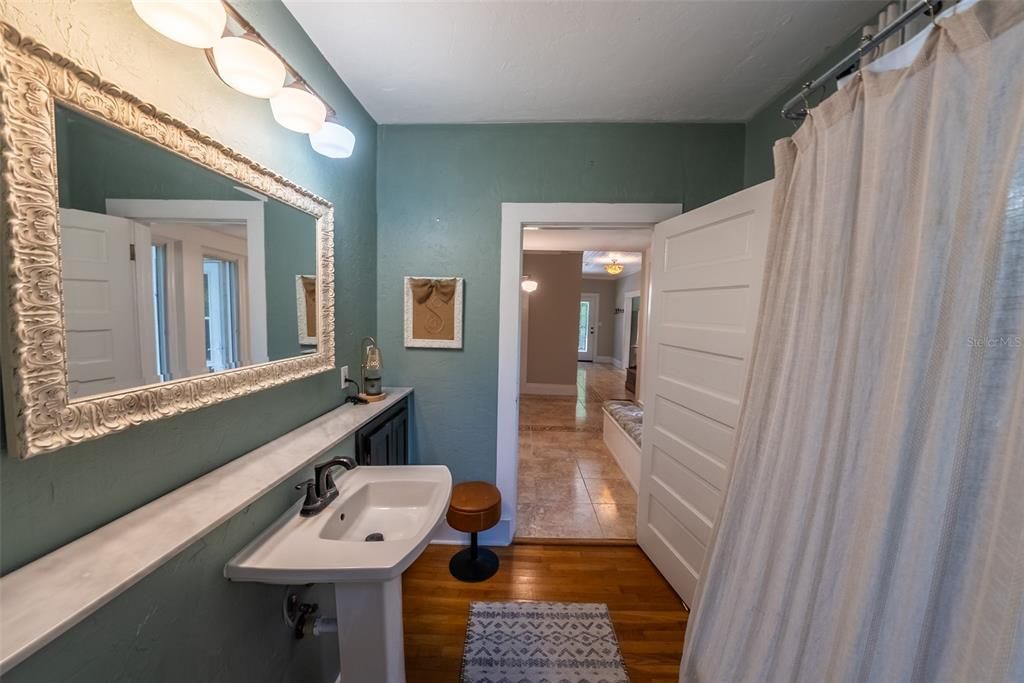Bathroom, Interior, Wood Texture Flooring