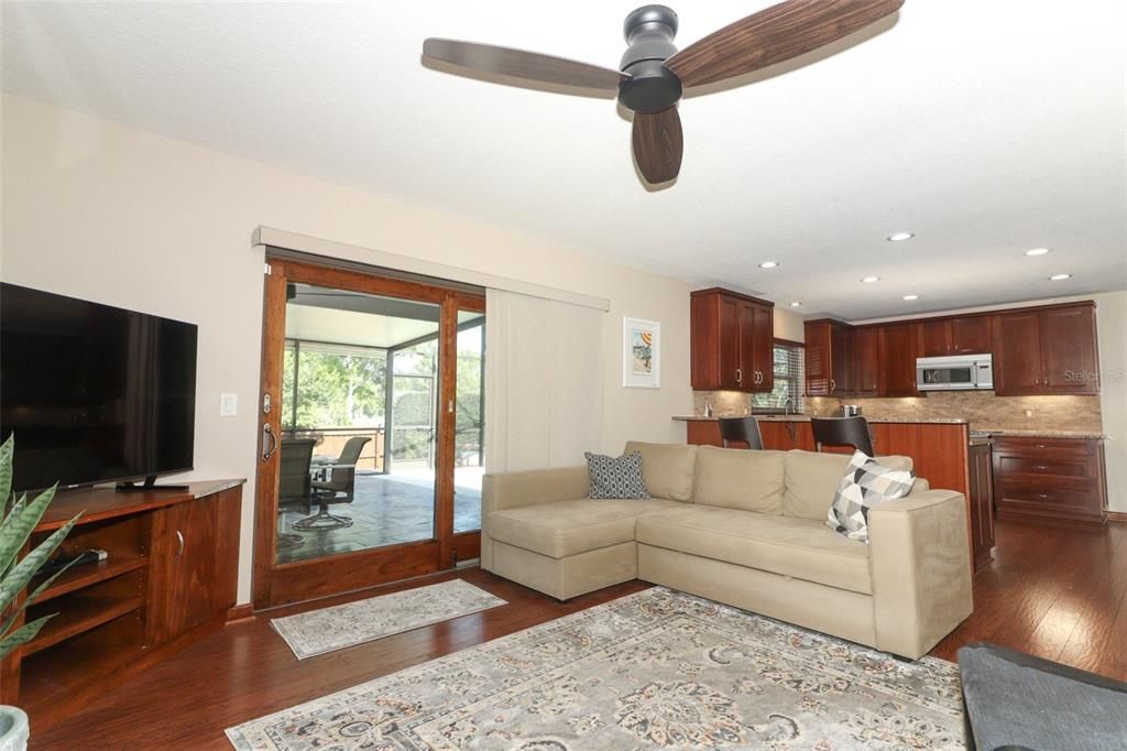 Interior, Kitchen, Living room, Recessed Lighting, Wood Texture Flooring