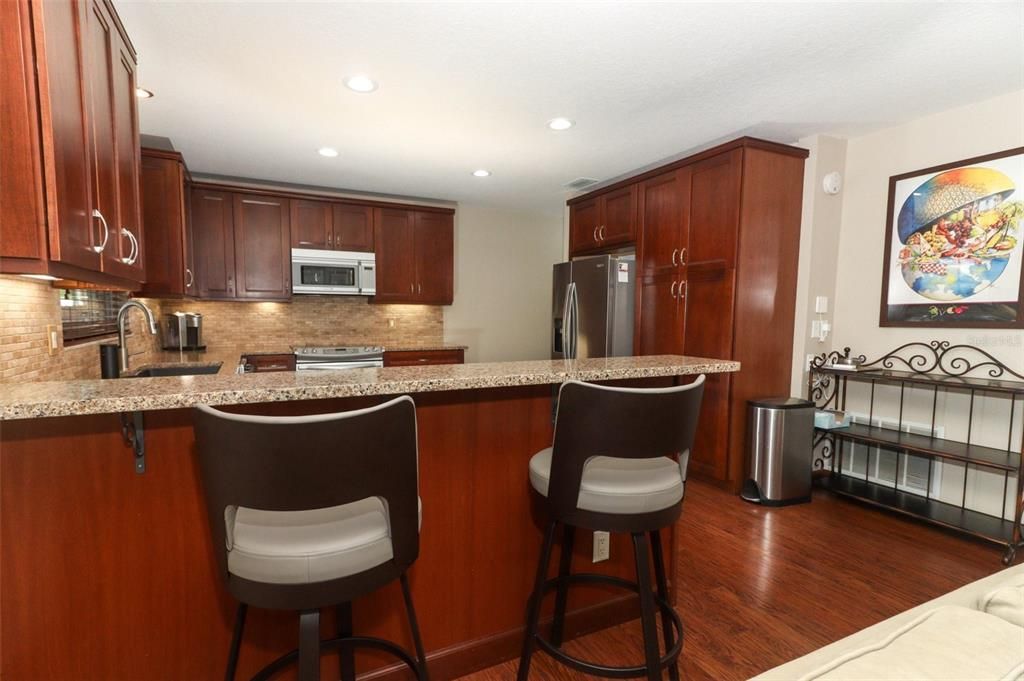 Interior, Kitchen, Recessed Lighting, Wood Texture Flooring