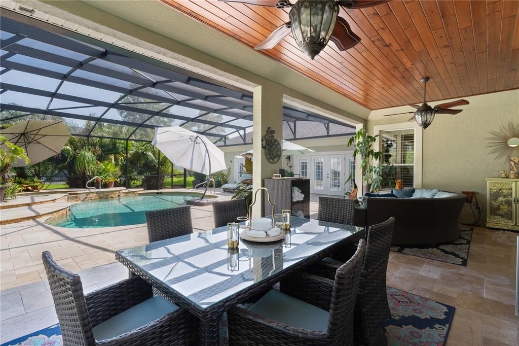 Dining room, Glass Ceilings, Interior, Pool, Sun Room, Wooden Ceilings