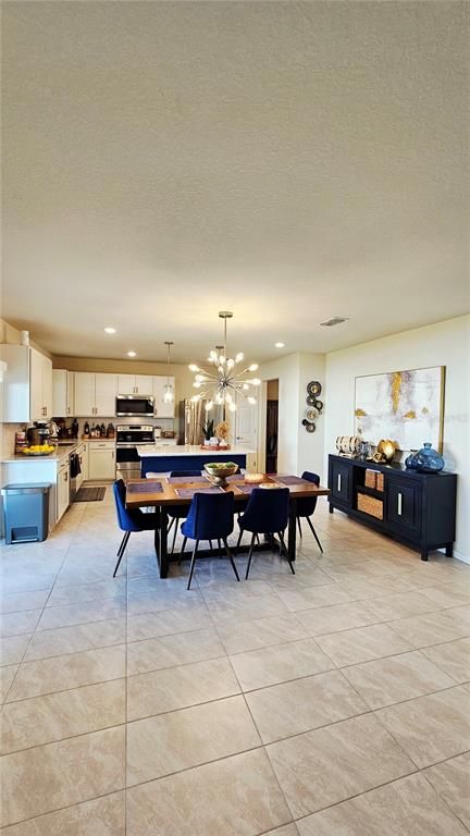 Dining room, Interior, Kitchen, Pendant Lights, Recessed Lighting, Stainless Steel Appliances