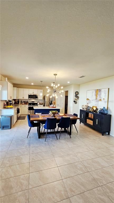 Dining room, Interior, Kitchen, Pendant Lights, Recessed Lighting, Stainless Steel Appliances