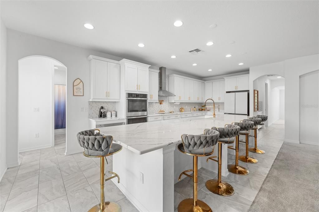 Interior, Kitchen, Marble, Recessed Lighting, Stainless Steel Appliances