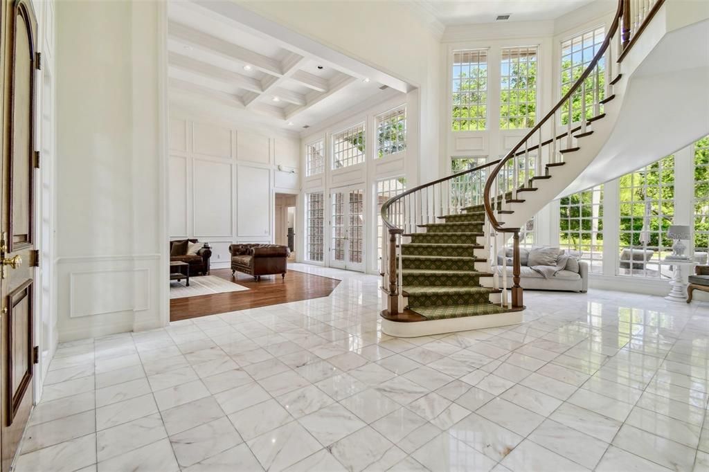 Interior, Marble, Recessed Lighting, Wood Texture Flooring