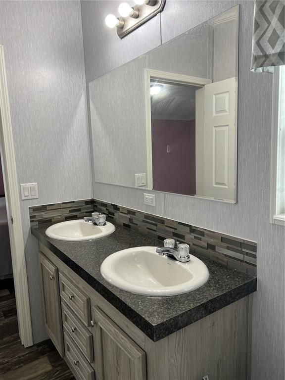 Bathroom, Dual Sink Vanities, Interior, Wood Texture Flooring