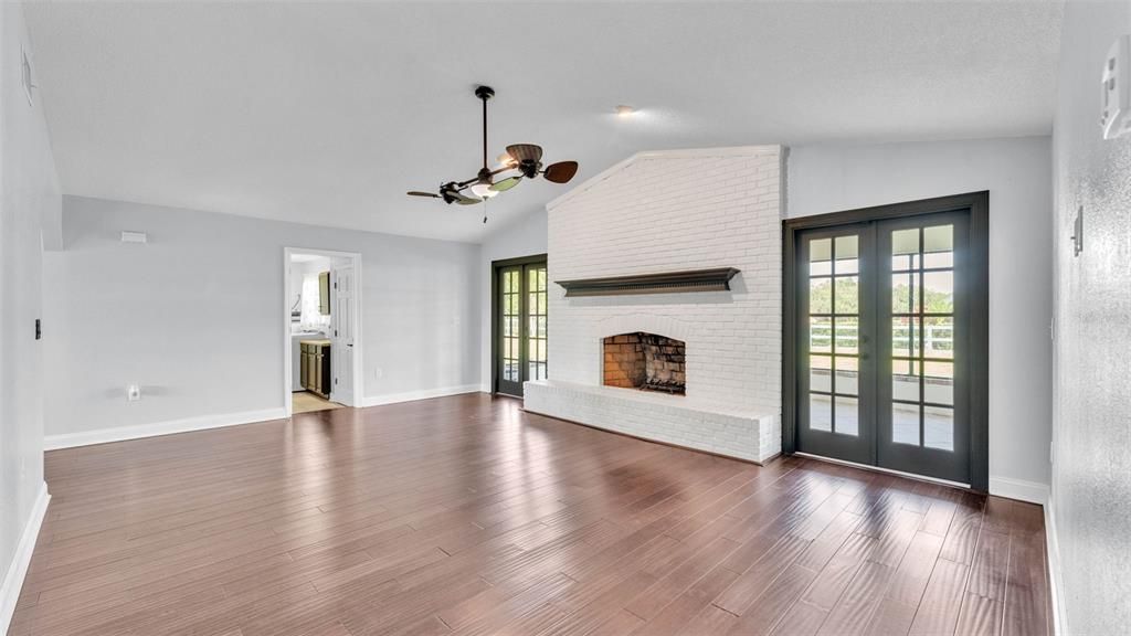 Empty room, Fireplace, Interior, Wood Texture Flooring