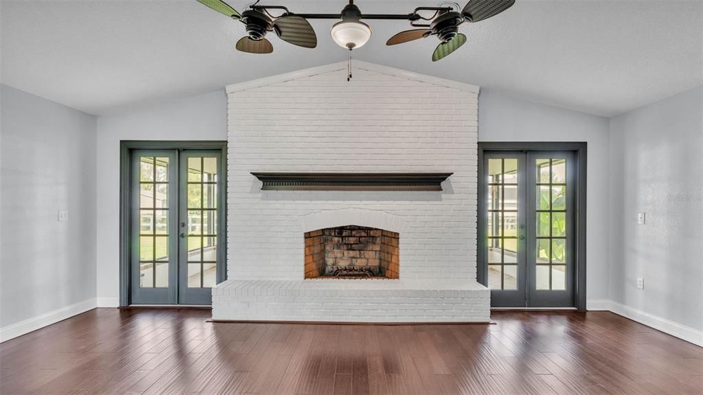 Empty room, Fireplace, Interior, Wood Texture Flooring