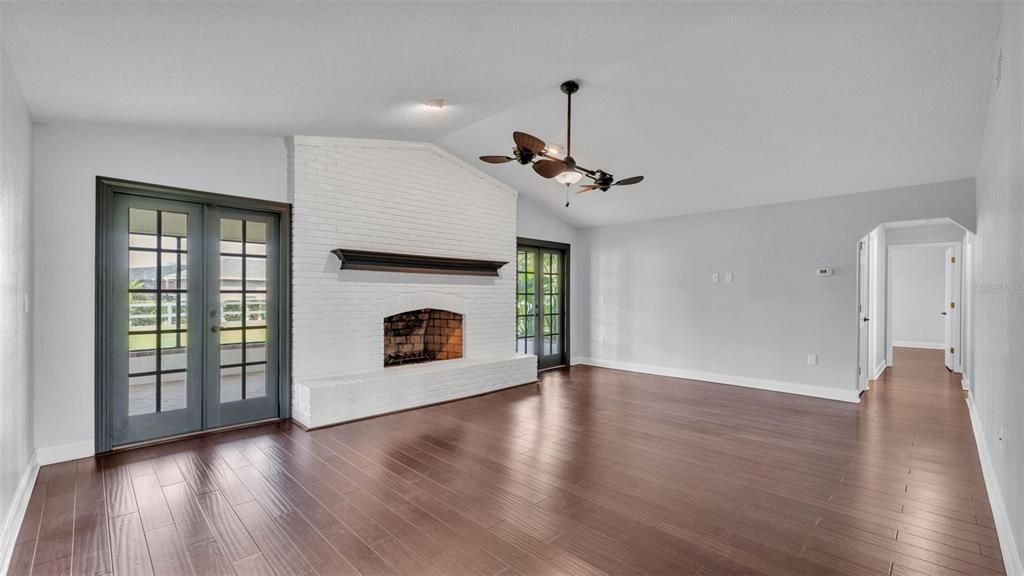 Empty room, Fireplace, Interior, Wood Texture Flooring