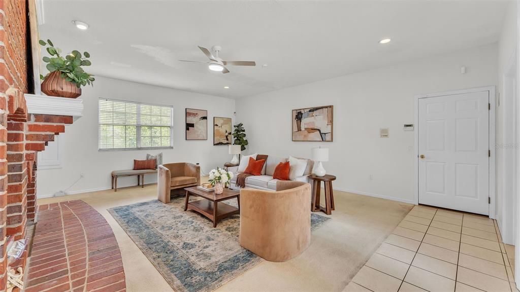 Fireplace, Interior, Living room, Recessed Lighting