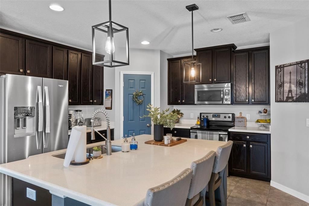 Interior, Kitchen, Pendant Lights, Recessed Lighting, Stainless Steel Appliances