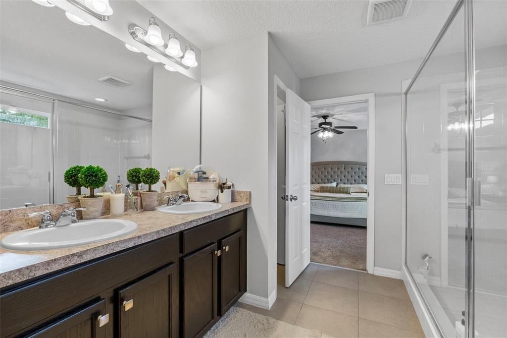 Bathroom, Bedroom, Dual Sink Vanities, Glass Shower, Interior, Recessed Lighting