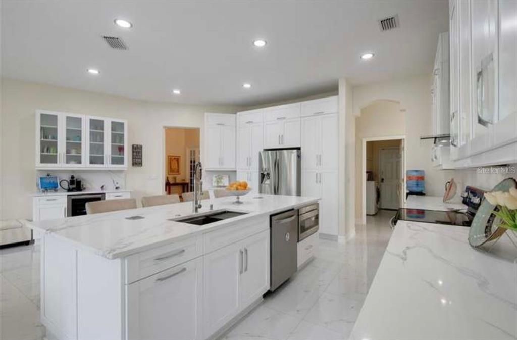 Interior, Kitchen, Marble, Recessed Lighting, Stainless Steel Appliances