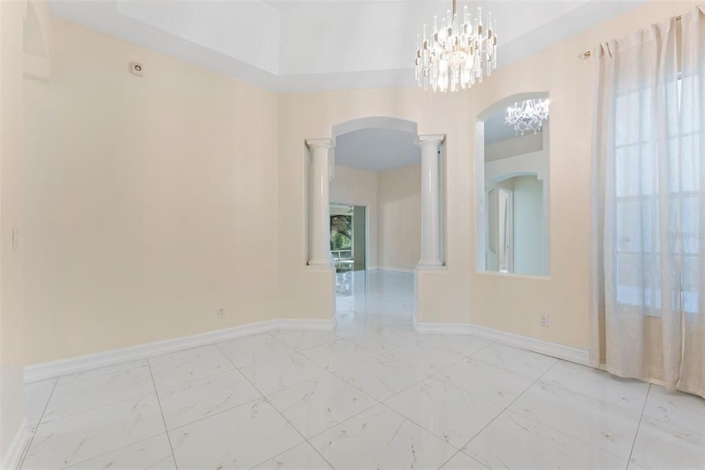 Chandelier, Empty room, Interior, Marble