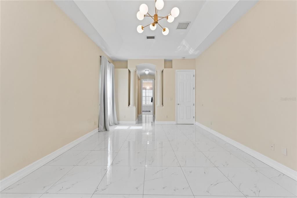 Empty room, Interior, Marble, Pendant Lights