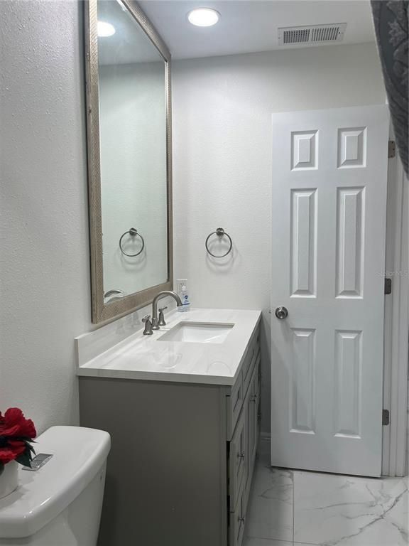 Bathroom, Interior, Marble, Recessed Lighting
