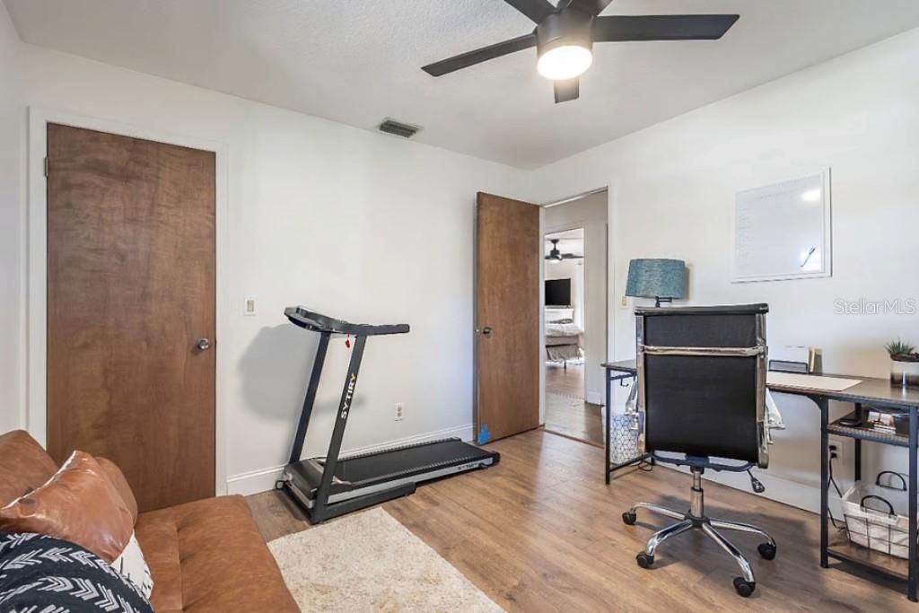 Fitness Equipment, Home Office, Interior, Wood Texture Flooring