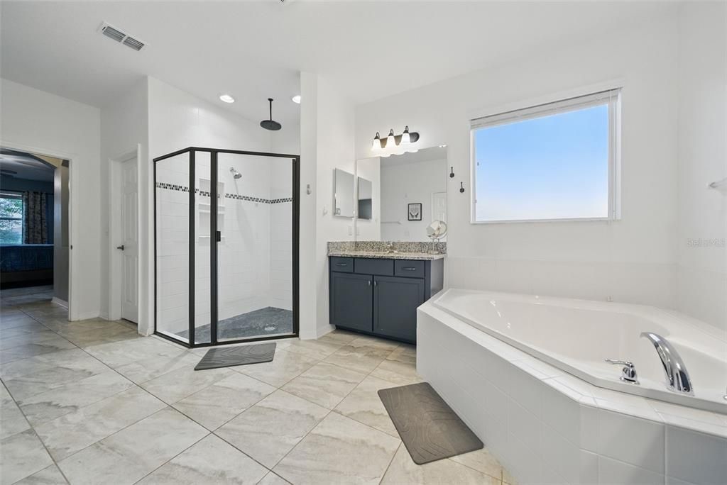 Bathroom, Dual Sink Vanities, Glass Shower, Interior, Recessed Lighting