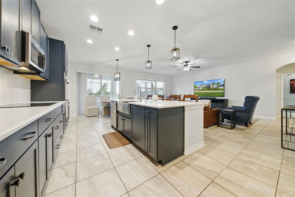 Dining room, Interior, Kitchen, Living room, Pendant Lights, Recessed Lighting