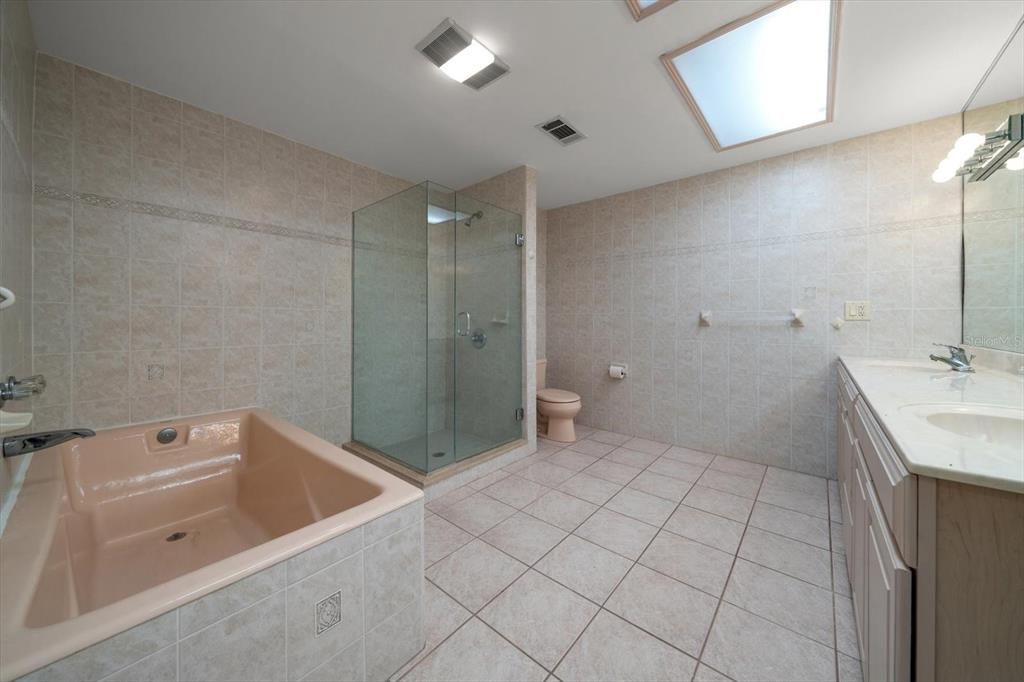 Bathroom, Dual Sink Vanities, Glass Shower, Interior, Recessed Lighting