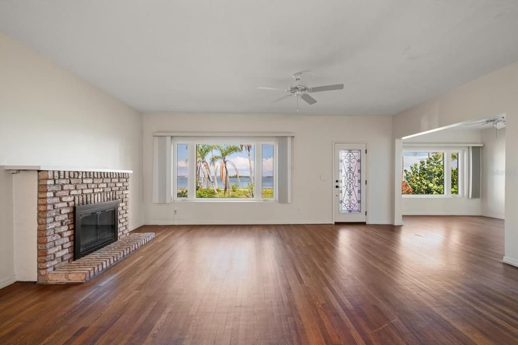Empty room, Fireplace, Interior, Wood Texture Flooring