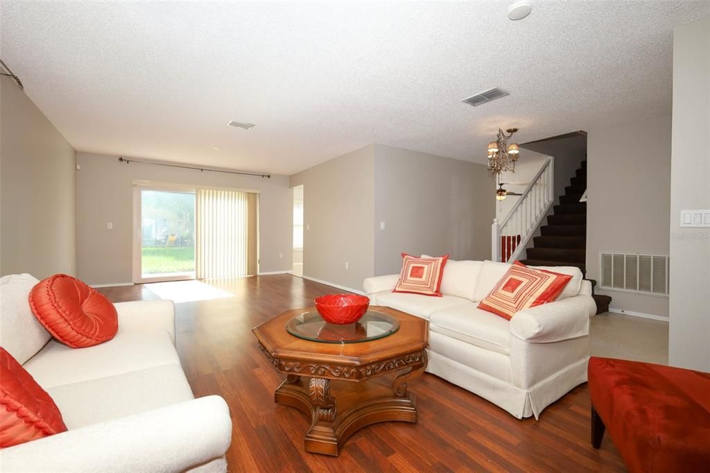 Chandelier, Interior, Living room, Wood Texture Flooring