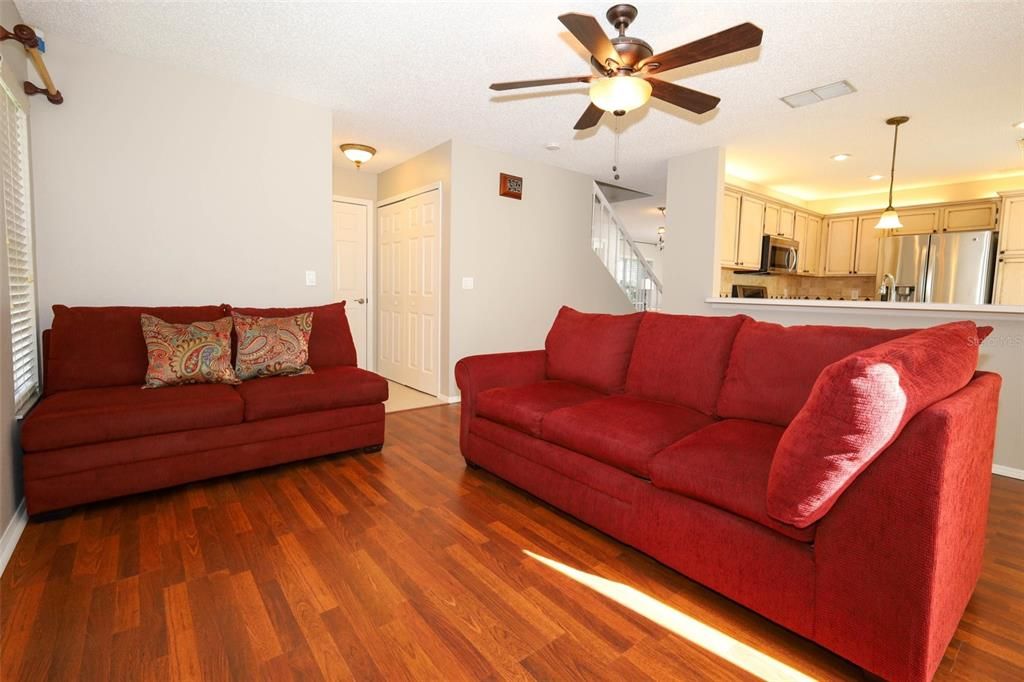Interior, Kitchen, Living room, Pendant Lights, Recessed Lighting, Stainless Steel Appliances, Wood Texture Flooring