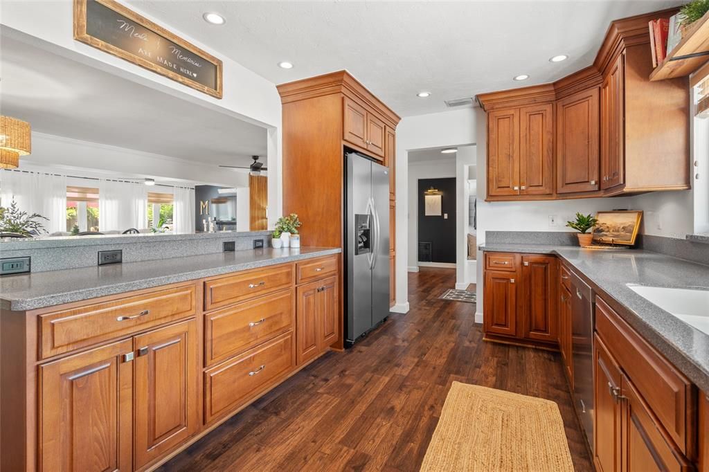 Interior, Kitchen, Recessed Lighting, Wood Texture Flooring