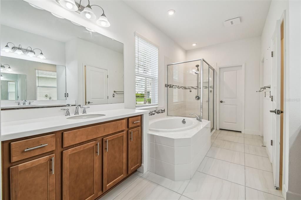Bathroom, Dual Sink Vanities, Glass Shower, Interior, Recessed Lighting