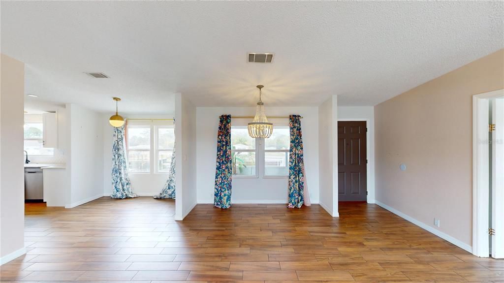 Empty room, Interior, Pendant Lights, Wood Texture Flooring