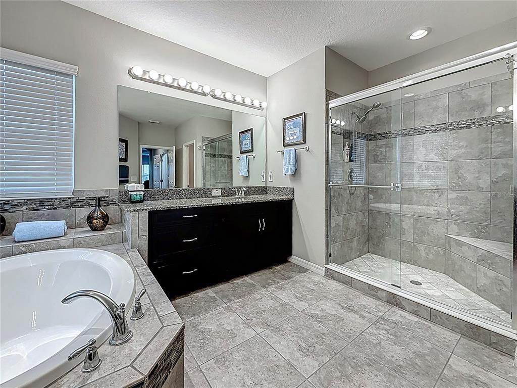 Bathroom, Dual Sink Vanities, Glass Shower, Interior, Recessed Lighting