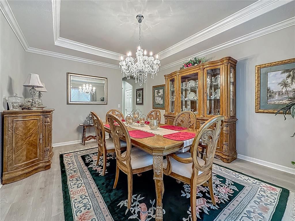 Chandelier, Dining room, Interior, Wood Texture Flooring