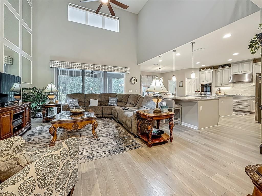 Interior, Kitchen, Living room, Pendant Lights, Recessed Lighting, Stainless Steel Appliances, Wood Texture Flooring