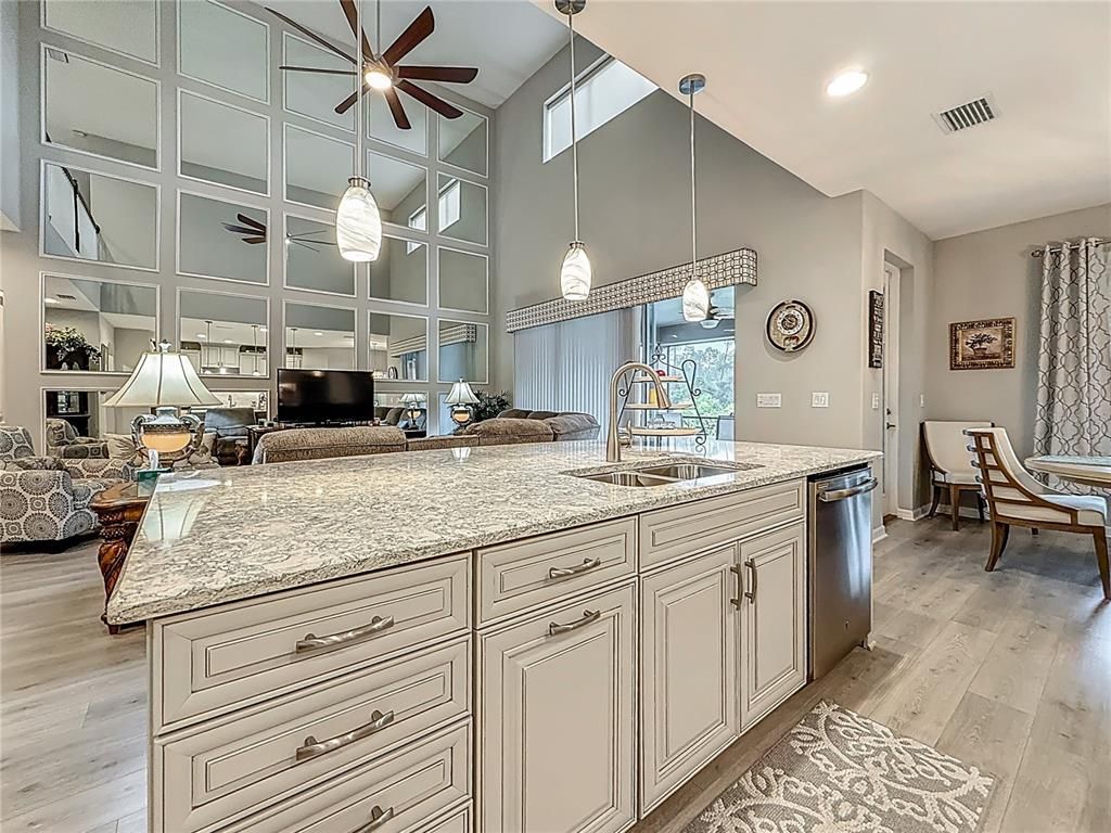 Interior, Kitchen, Pendant Lights, Recessed Lighting, Wood Texture Flooring