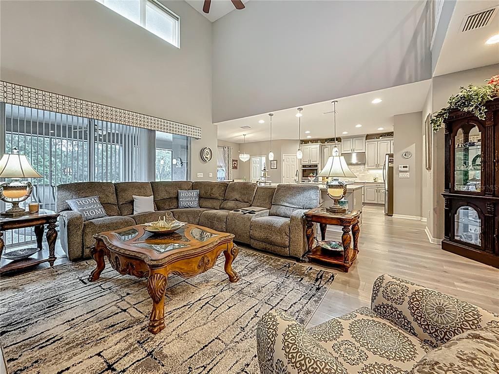 Interior, Kitchen, Living room, Pendant Lights, Recessed Lighting, Stainless Steel Appliances, Wood Texture Flooring