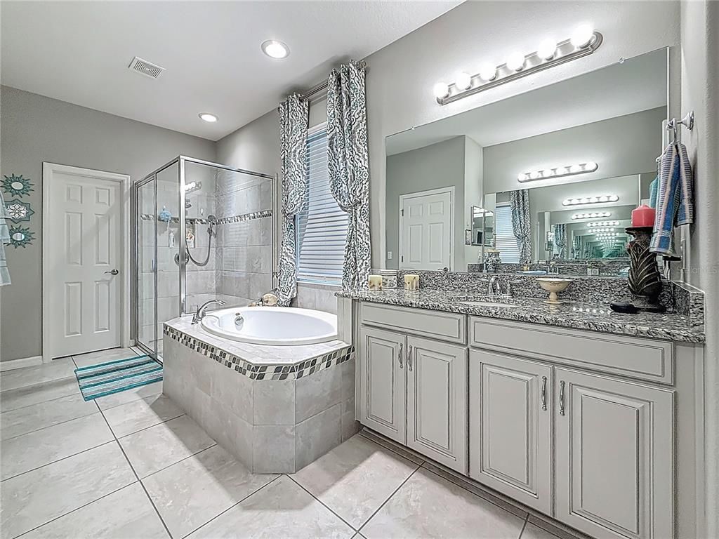 Bathroom, Dual Sink Vanities, Glass Shower, Interior, Recessed Lighting