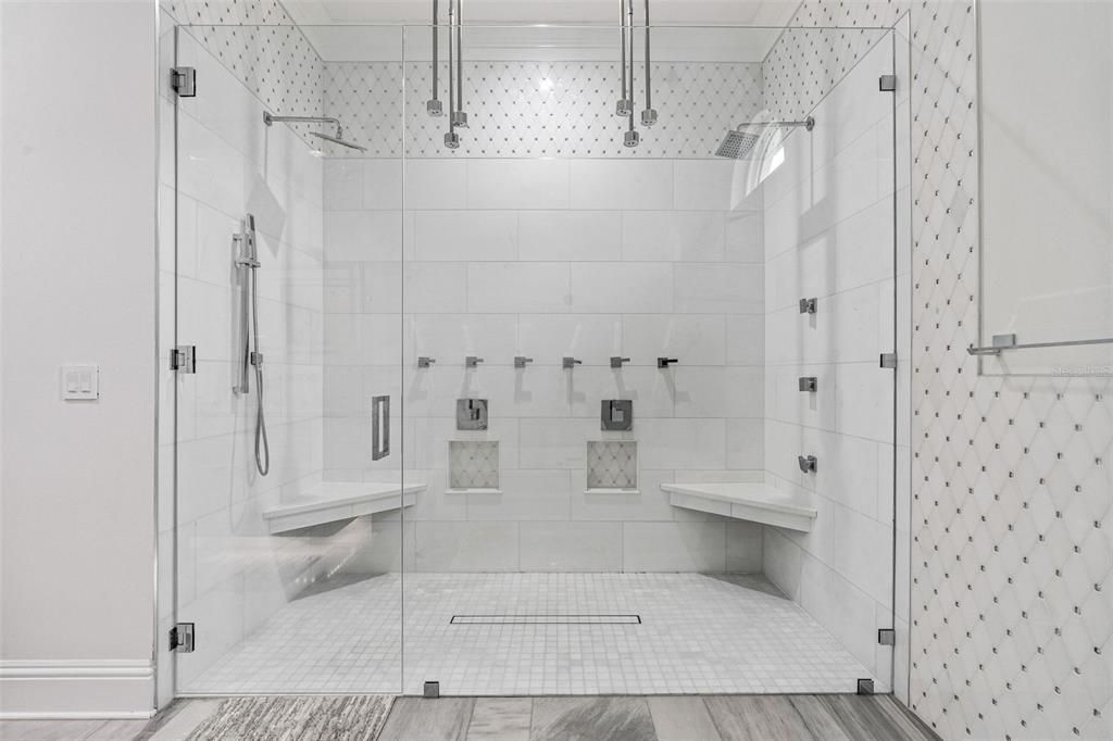 Bathroom, Glass Shower, Interior, Wood Texture Flooring