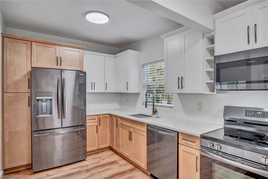 Interior, Kitchen, Stainless Steel Appliances, Wood Texture Flooring