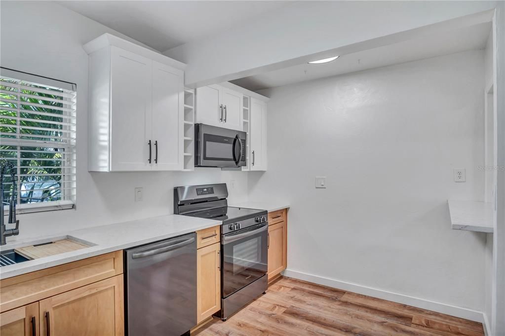 Interior, Kitchen, Recessed Lighting, Wood Texture Flooring