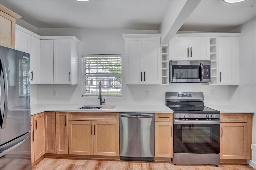 Interior, Kitchen, Stainless Steel Appliances, Wood Texture Flooring