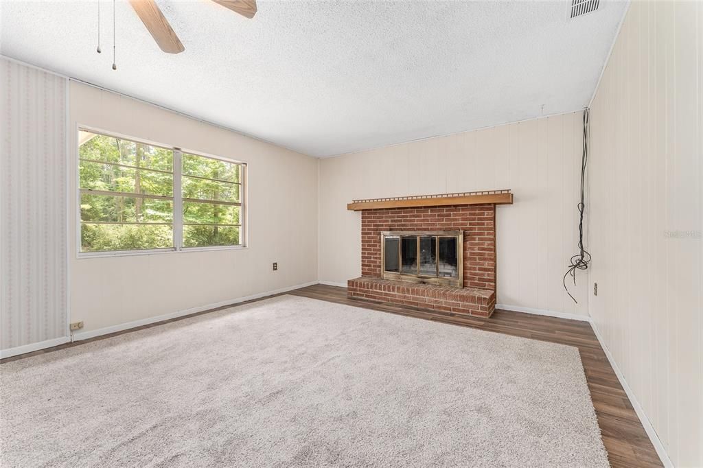 Empty room, Fireplace, Interior, Wood Texture Flooring